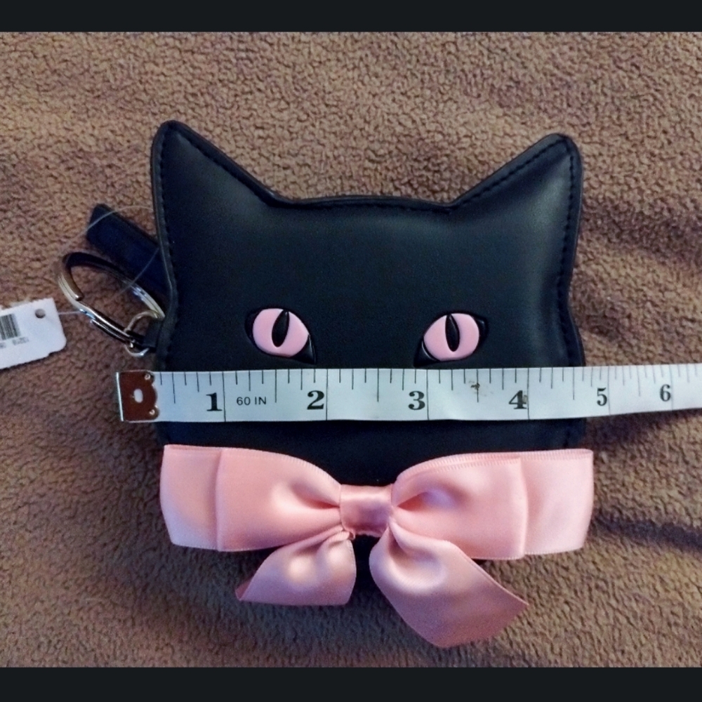 Bath & Body Works Halloween Collection Black Cat Mini Purse with Pink Bow - Picture 5 of 6